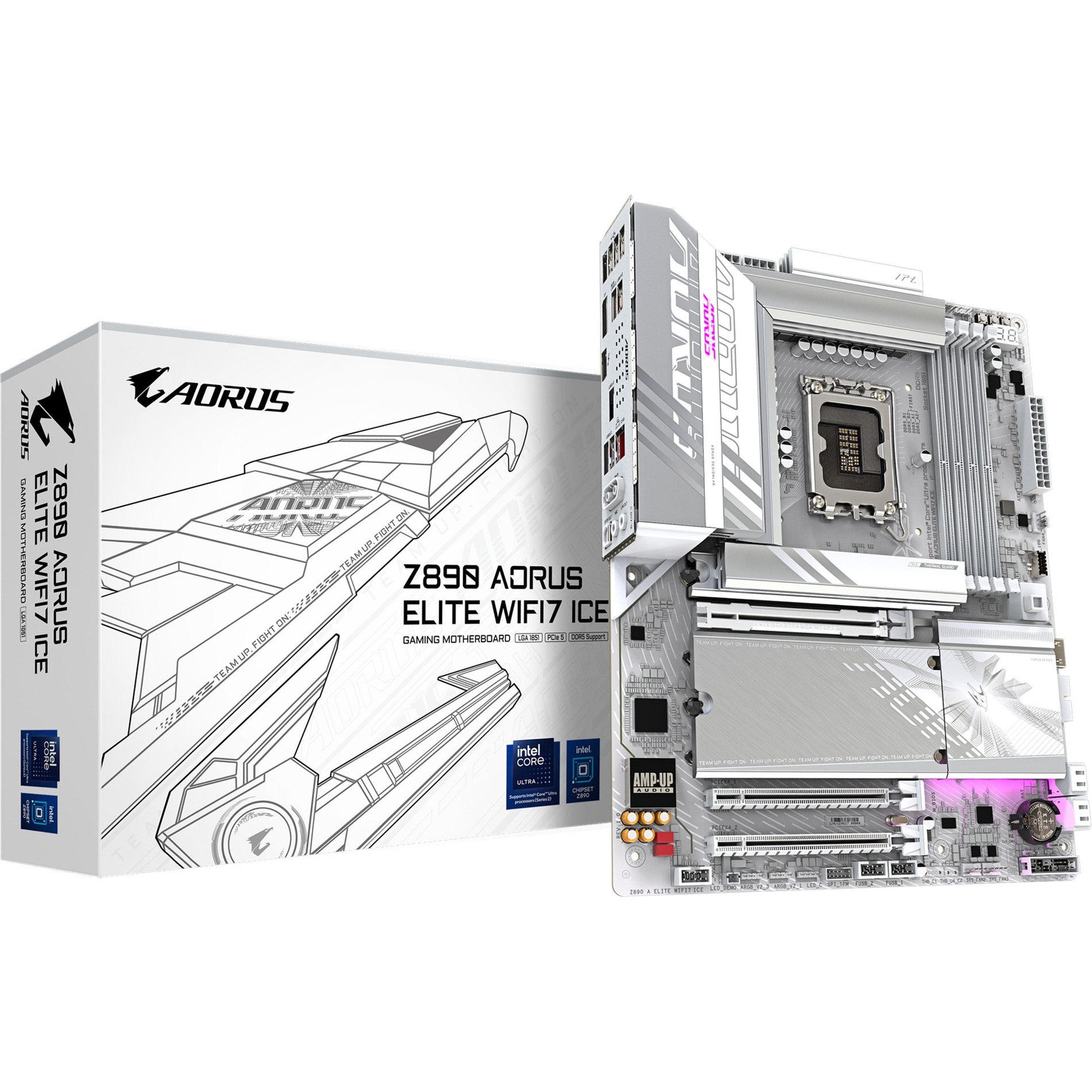 GIGABYTE Z890 AORUS ELITE WIFI7 ICE Scheda Madre - Supporta CPU Intel Core Ultra (Serie 2) 1612 Fasi VRM fino a 8800MHz DDR5 (OC) 1xPCIe 5.0 3xPCIe 4.0 Wi-Fi 7 2.5GbE LAN Thunderbolt 4-image