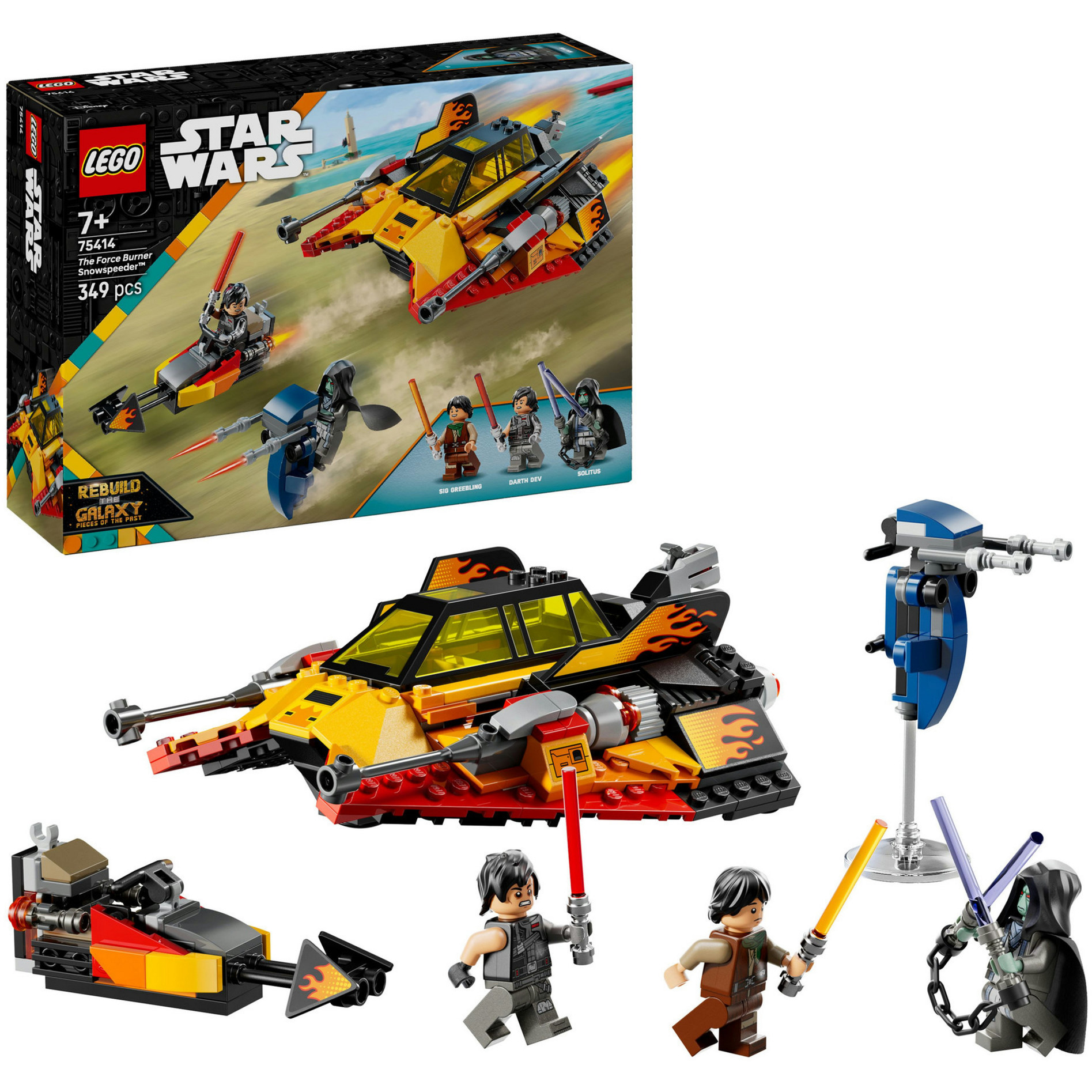 Lego Star Wars 75414 Snowspeeder Force Burner - Astronave Giocattolo Da Costruire Con 3 Minifigure Con Spade Laser E Moto Speeder - Regalo Per Bambini Da 7 Anni In Su E Per Fan Di Rebuild The Galaxy