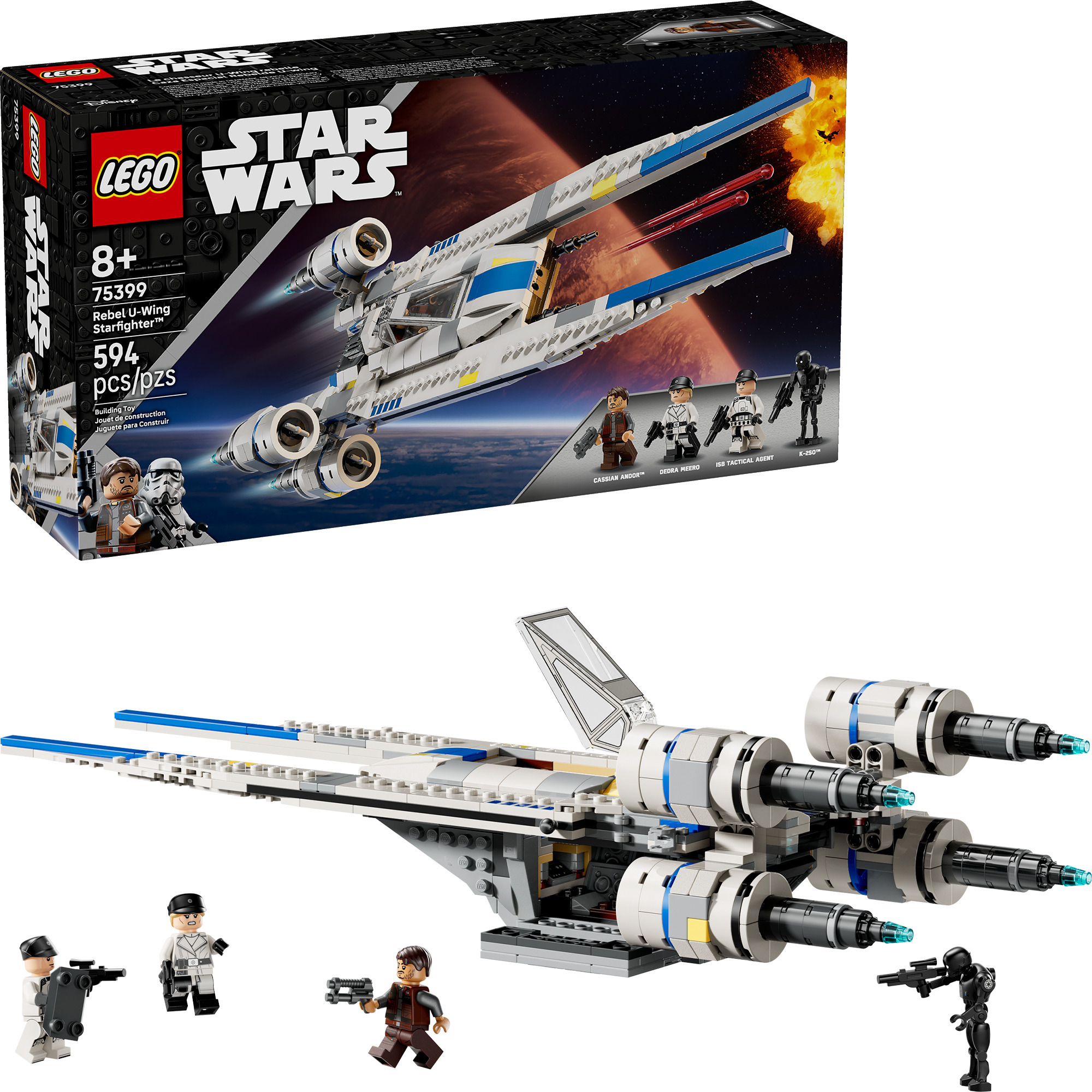 Lego Star Wars 75399 U-Wing Starfighter Ribelle - Astronave Giocattolo Da Costruire Con Funzione Swing-Wing, 3 Minifigure E 1 Droide K-2SO - Regalo Per Bambini Da 8 Anni Fan Della Stagione 2 Di Andor-image