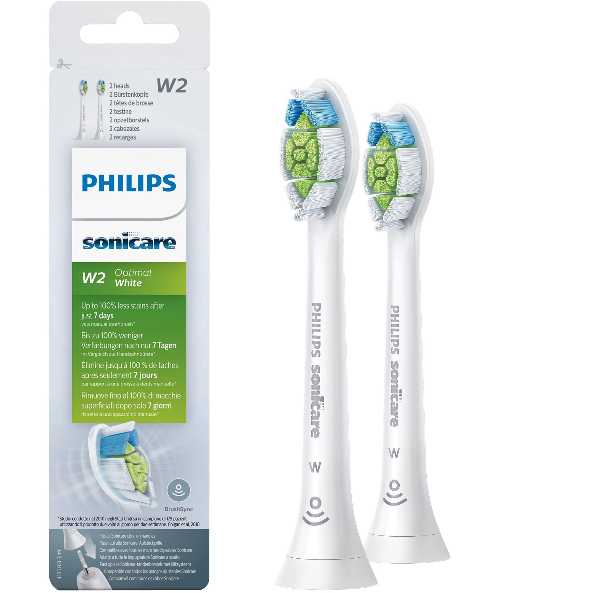 Philips Sonicare W2 Optimal White HX6062/10 2X Testine Bianche Per Spazzolino Sonico-image