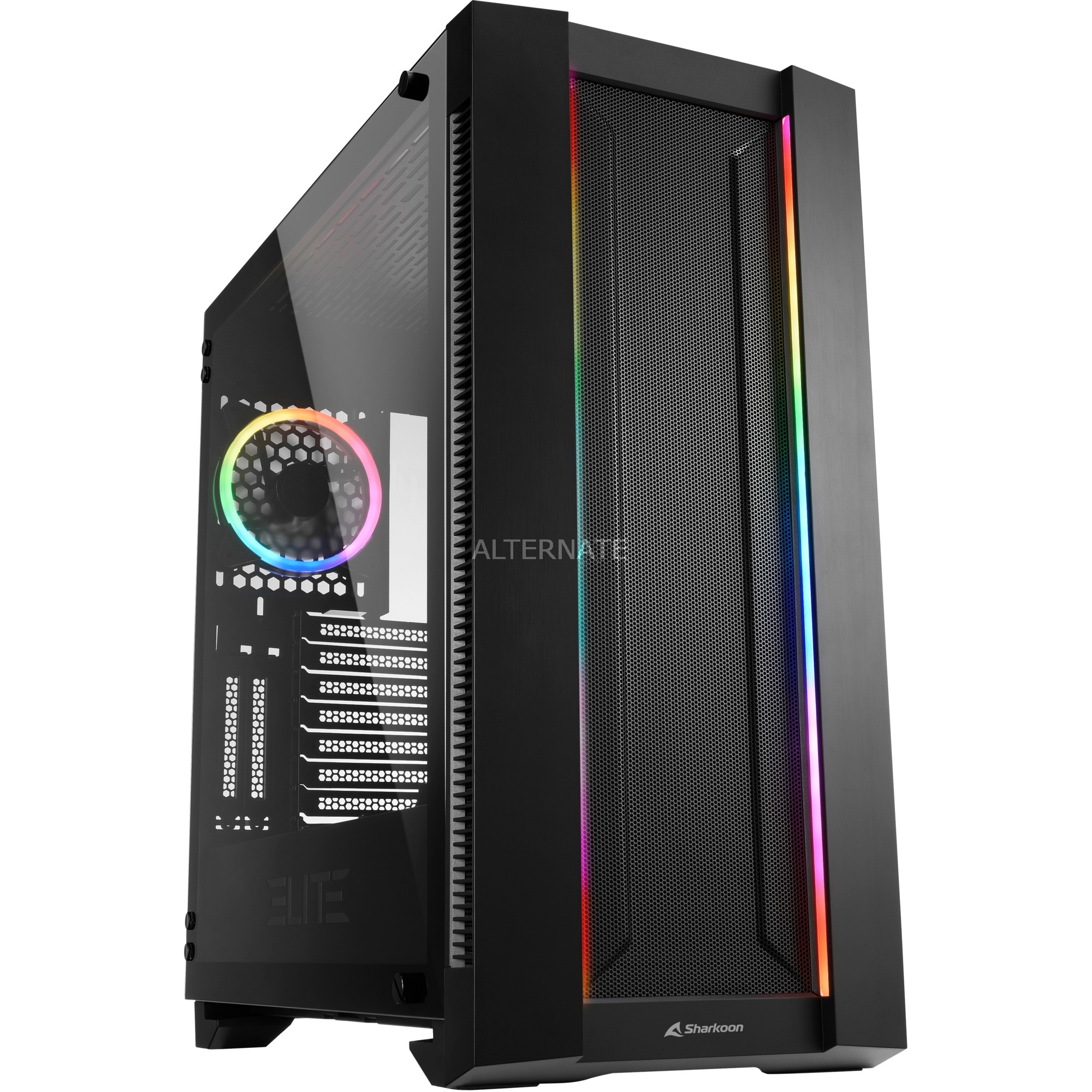 Sharkoon Elite Shark CA200M, Pc Case, Argb, Controller Rgb 8 Entrate, Montaggio Schede Grafiche Verticale Ed Orizzontale