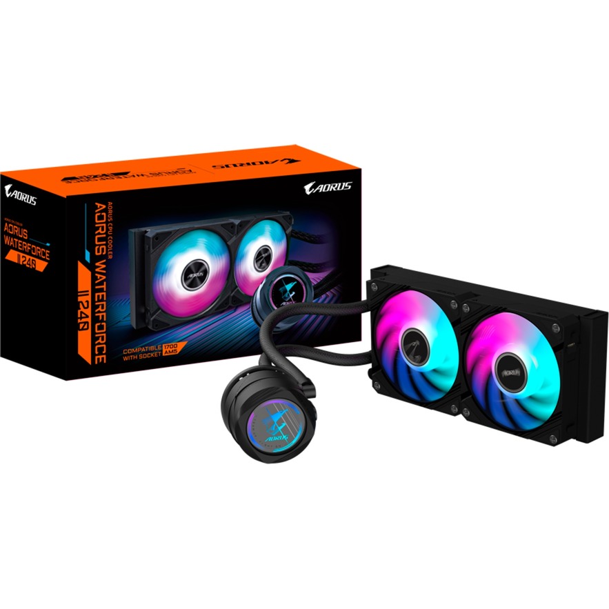 Gigabyte Aorus Waterforce Ii 240 Raffreddamento A Liquido Per Cpu Aio - 2X Ventole Argb Da 120 Mm, Meccanismo A Incastro, DAISY-CHAIN, Compatibile Con Intel Lga 1851 E Amd AM5-image
