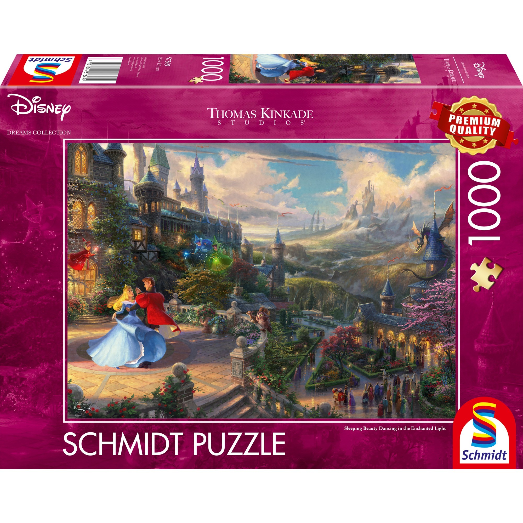 Schmidt Spiele 57369 Thomas Kinkade, Disneys Sleeping Beauty Dancing In The Enchanted Light, Puzzle Da 1000 Pezzi