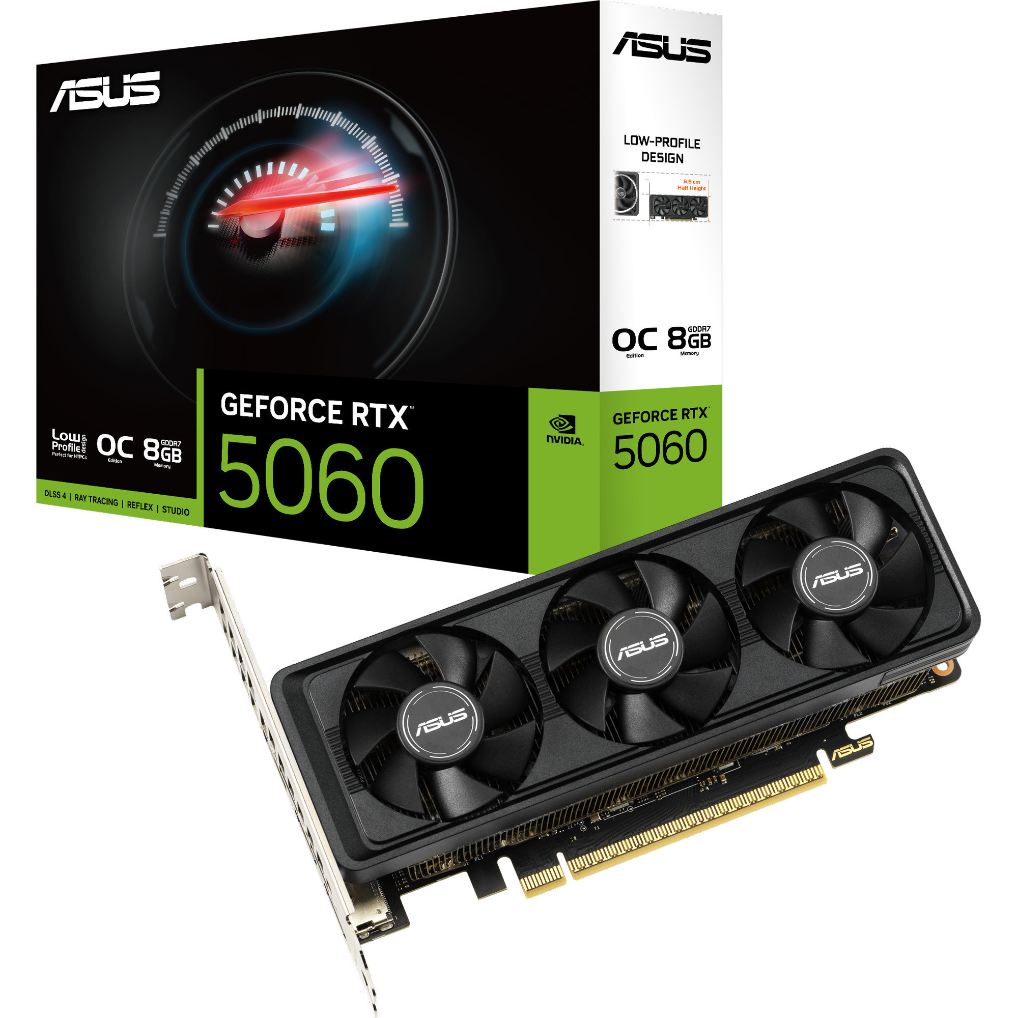 Asus Geforce RTX5060 Oc Edition, Scheda Grafica Nvidia 8 Gb GDDR7, 128 Bit, Pcie 5.0, 2 Hdmi 2.1, 1 Displayport 2.1, Tre Ventole Assiali, Software Gpu Tweak Iii, Nera, RTX5060-O8G-LP-BRK-image