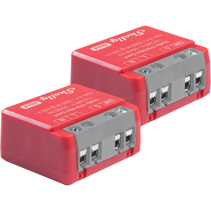 Shelly 1PM Mini Gen4 - Interruttore Relè Intelligente Wi-Fi, 1 Canale, 8A, Monitora Il Consumo Di Energia, Domotica, Nessun Hub Richiesto, Certificato Matter, Alexa, Google, Homekit, Zigbee (2 Pezzi)-image