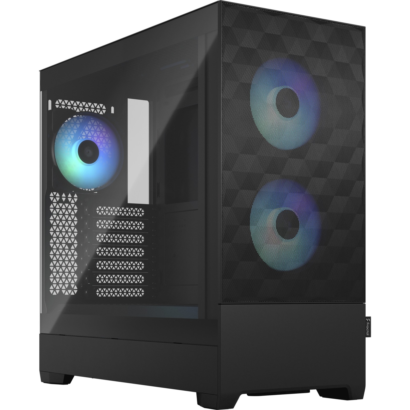 Fractal Design Pop Air Rgb Black - Tempered Glass Clear Tint - Honeycomb Mesh Front – Tg Side Panel - Three 120 Mm Aspect 12 Rgb Fans Included – Atx High Airflow Mid Tower Pc Gaming Case-image