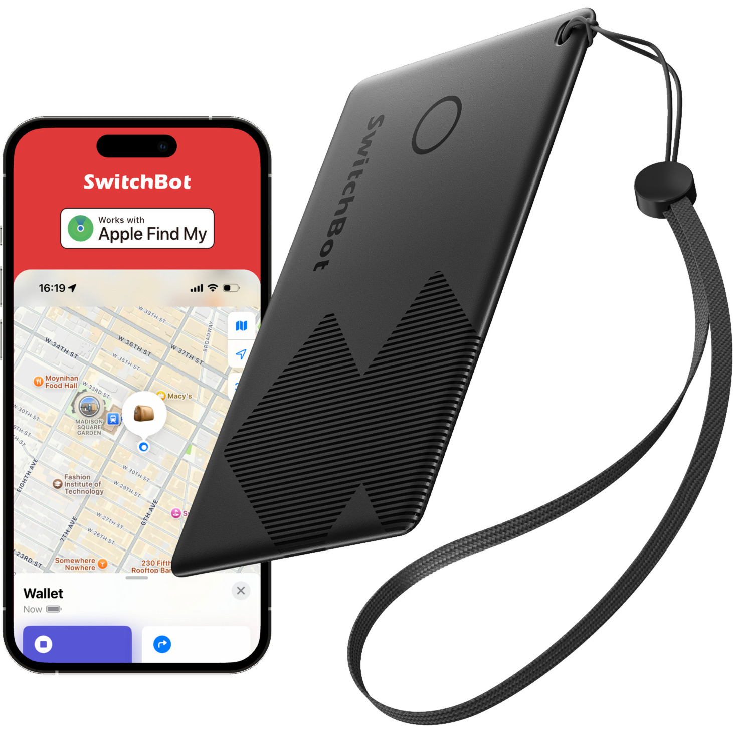 SwitchBot Smart Airtag Carta Tracker Per Portafoglio Nera-image