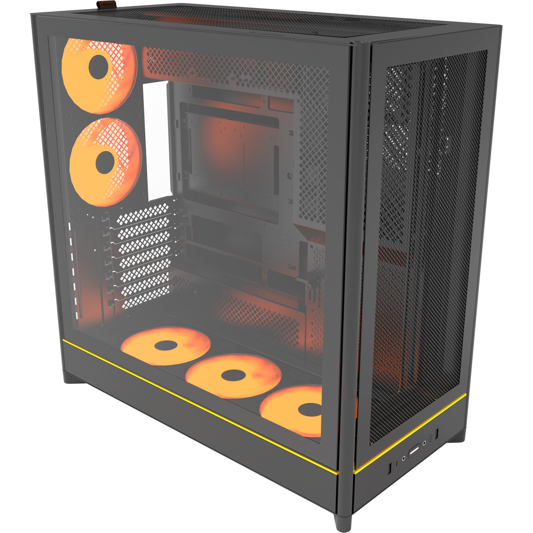 Montech HS01 Pro, Atx Mid-Tower Pc Case, Gaming Pc, High-Airflow, Reversible Layout, Mesh Front Panel, 5X Argb Pwm Fan Pre-Installed, Sink-In Design, Toolless Panels, Black-image