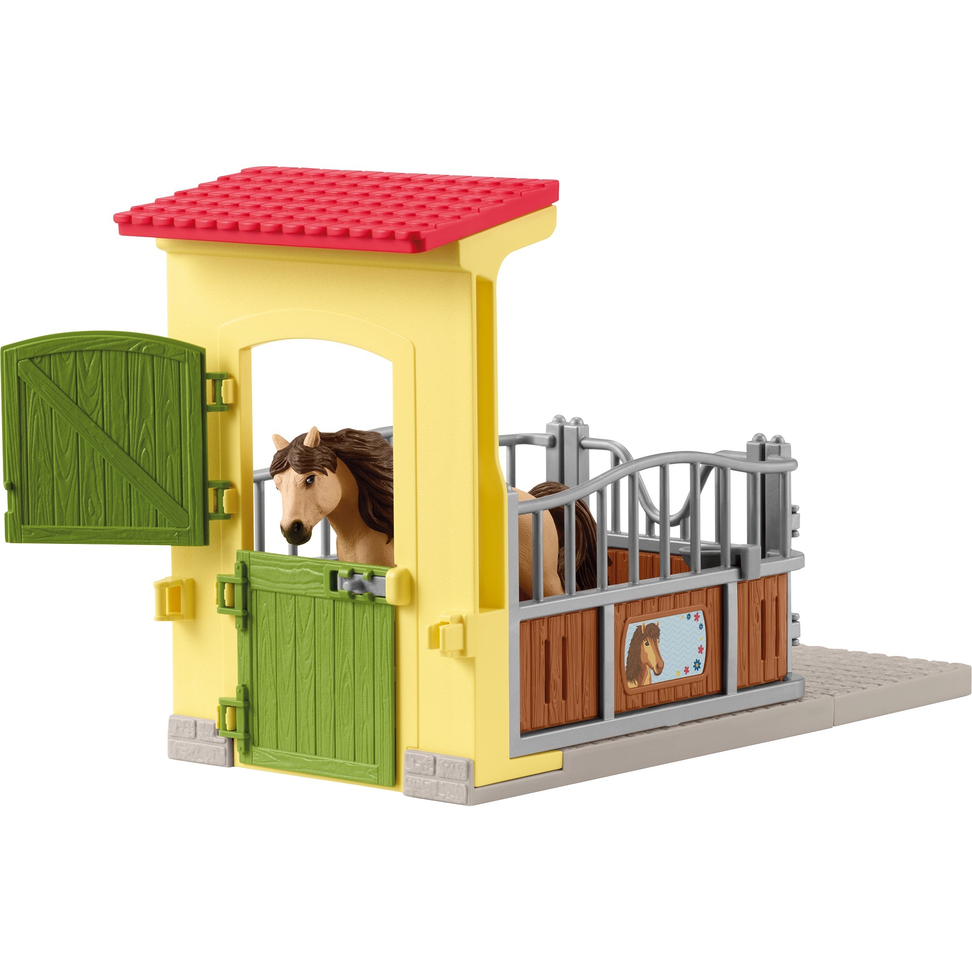 Schleich 42609 Box Per Pony Con Stallone Islandese, Da 3 Anni, Farm World - Playset, 4 Pezzi