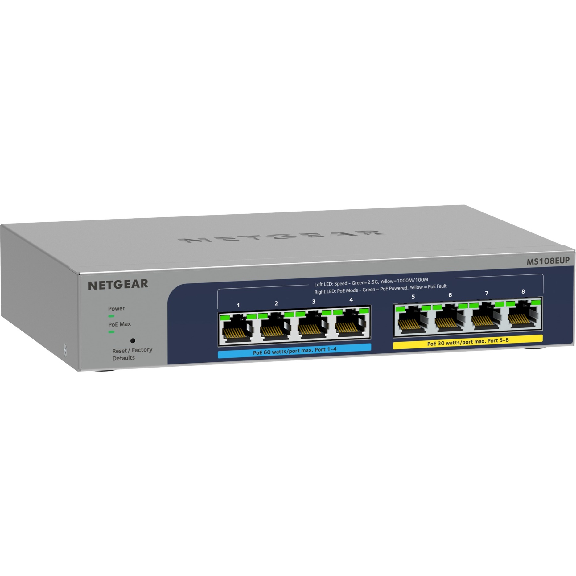 Netgear MS108UP Switch Non Gestito 2.5G Ethernet 100-1000-2500 Supporto Power over Ethernet