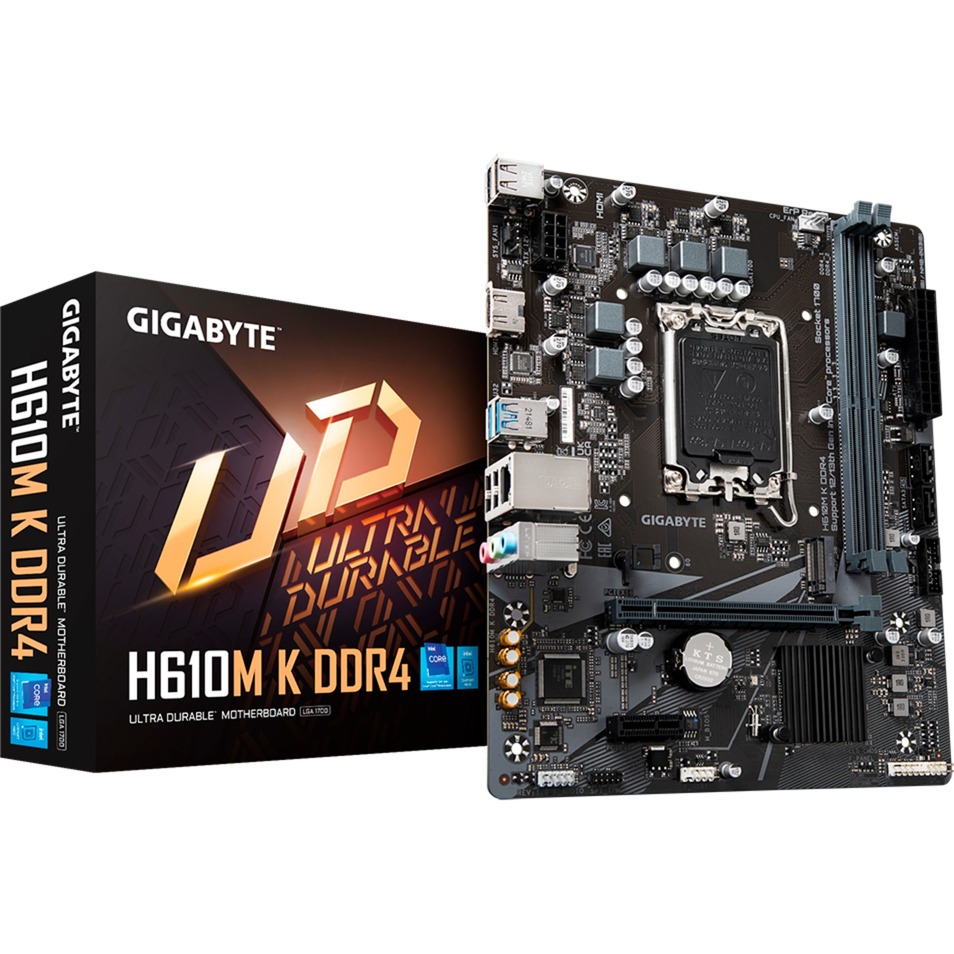 Gigabyte H610M K DDR4 Scheda Madre - Supporta Processori Intel Core 14Th Gen Cpus, 3+1+1 Phases Hybrid Power Design, Up To 3200Mhz DDR4, 1Xpcie 3.0 M.2, Gbe Lan, Usb 3.2 Gen 1-image