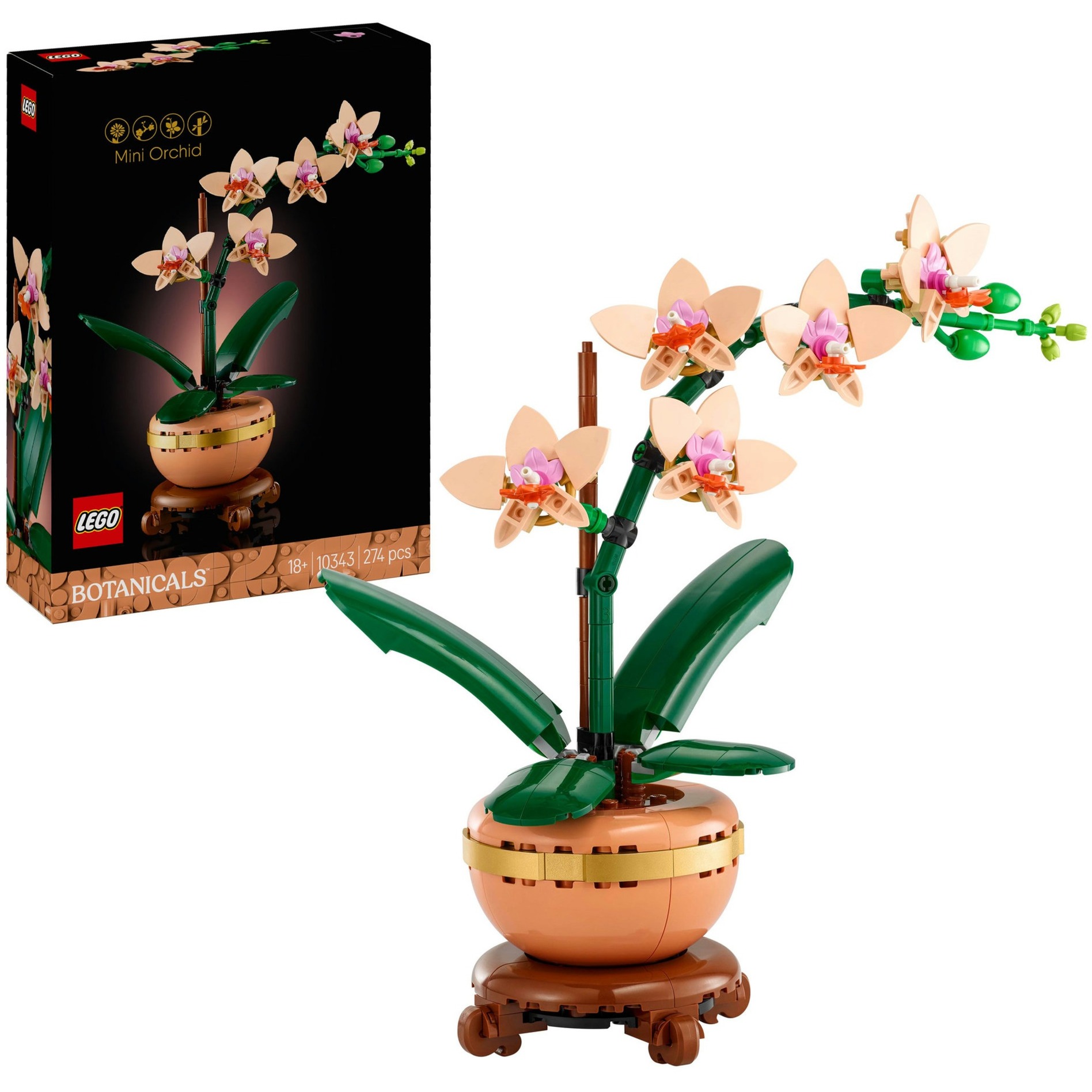 LEGO Botanicals Mini-Orchidea - Set di Fiori Finti per Adulti con Vaso, Bocciolo e Foglie Artificiali, Idea Regalo per la Casa, per Donna e Uomo - 10343-image