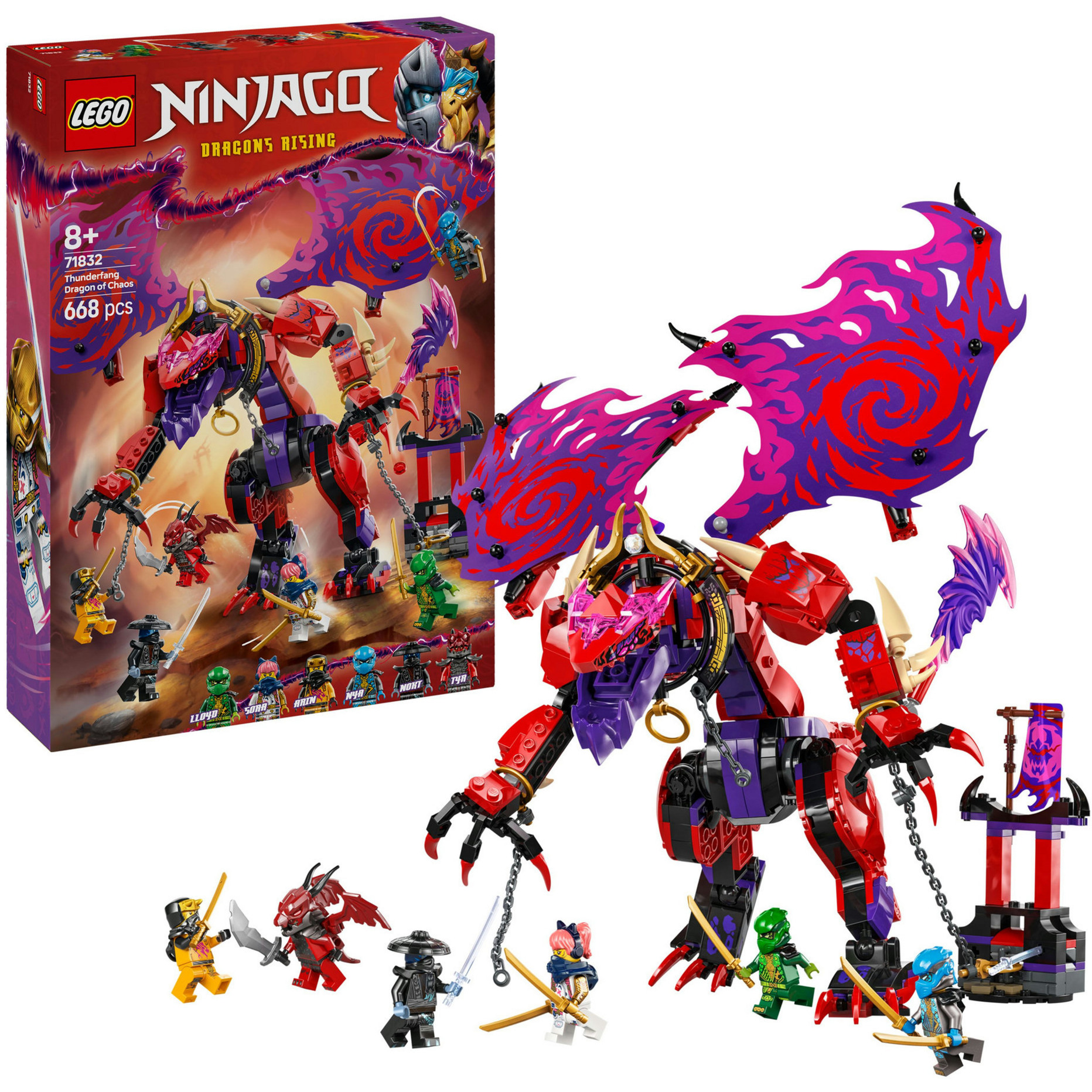 Lego Ninjago Thunderfang, Il Drago Del Caos - Action Figure Giocattolo Snodabile Con 6 Minifigure Di Personaggi Come Lloyd, Nya, Arin E Sora, Giochi Di Natale Per Bambini E Bambine Da 8 Anni 71832-image