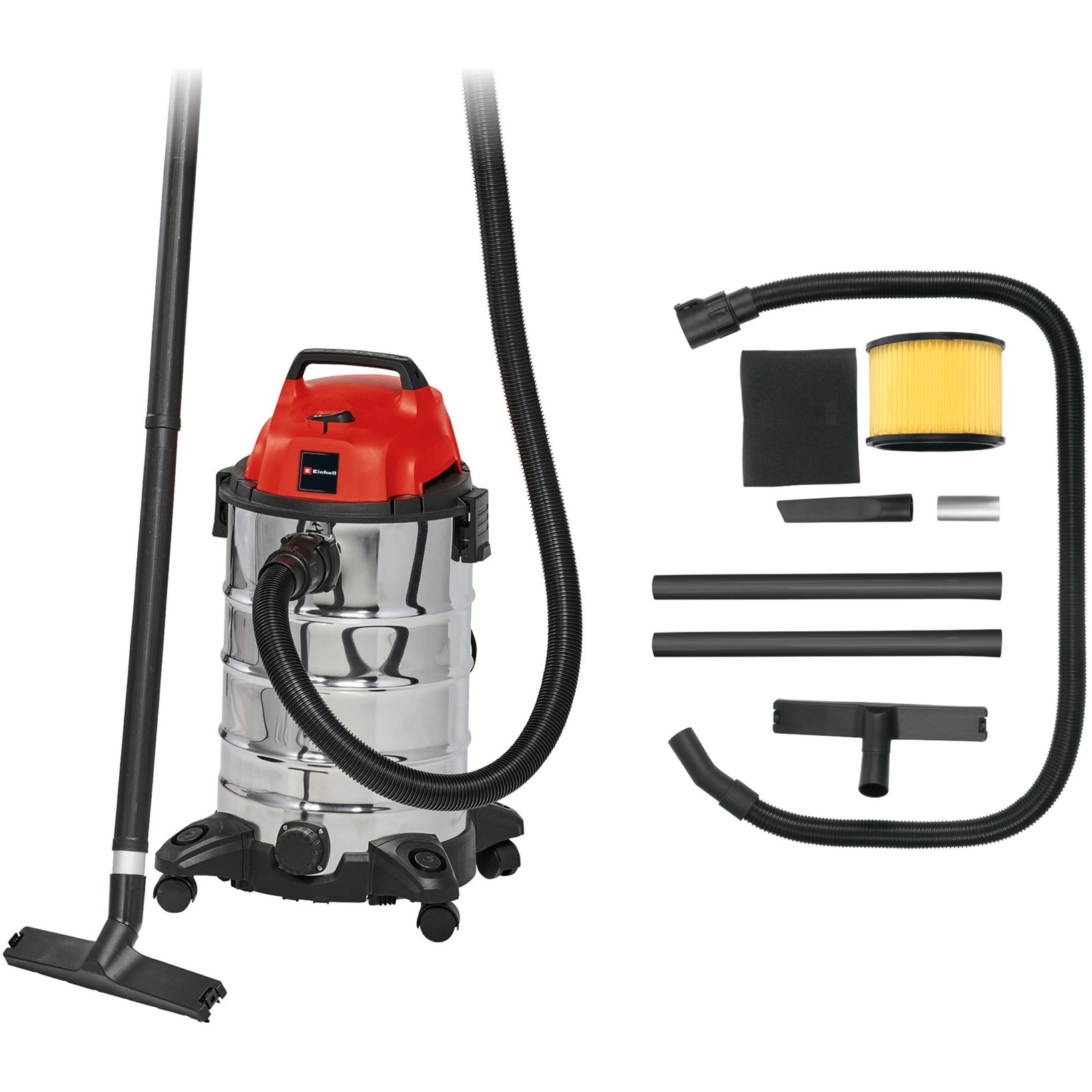 Einhell TC-VC 1930 S Bidone aspira solidi e liquidi (1500 W, depressione 190 mbar, vano 30 l, bocchetta scarico liquidi)