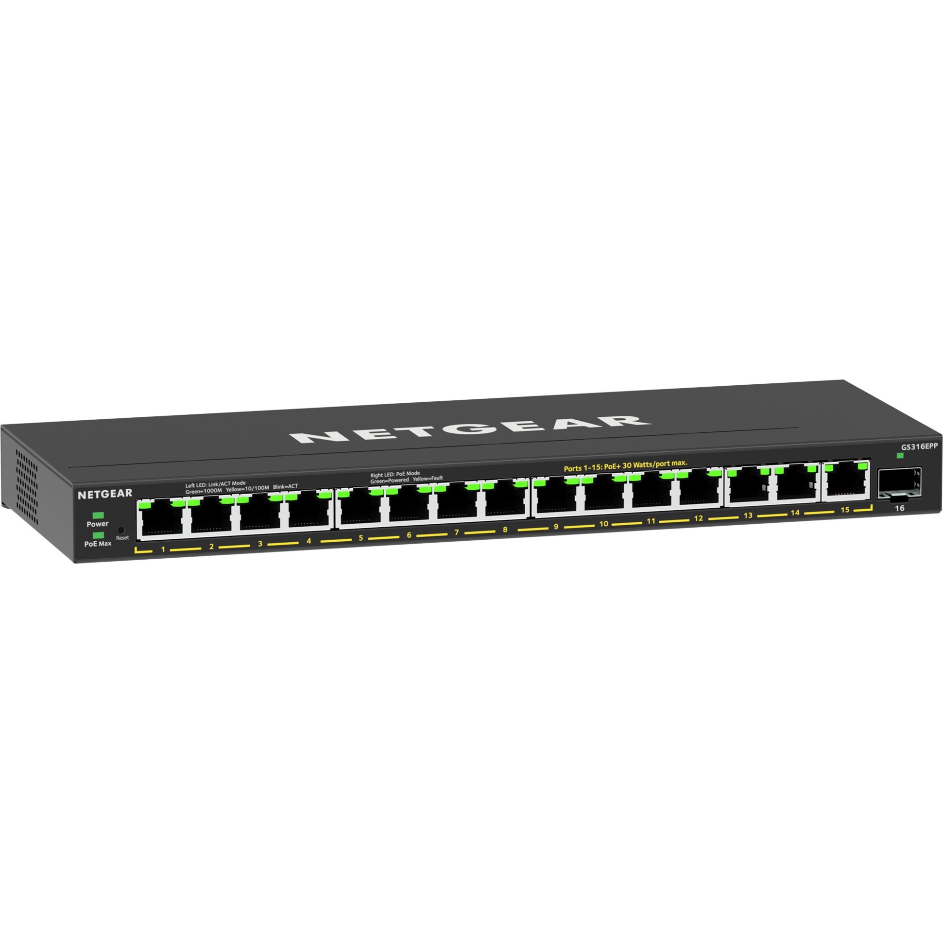 16-Port High-Power PoE+ Gigabit Ethernet Plus