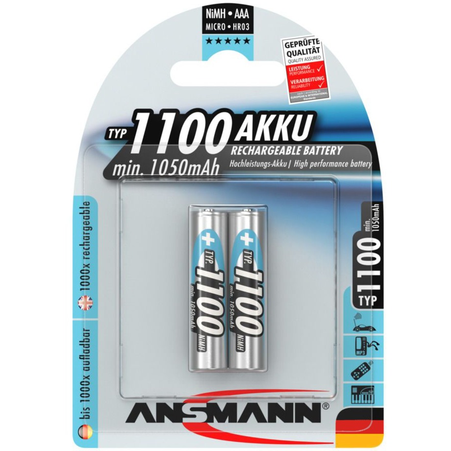 1x2 NiMH 1100 mAh Micro / AAA / HR03 Mini Stilo