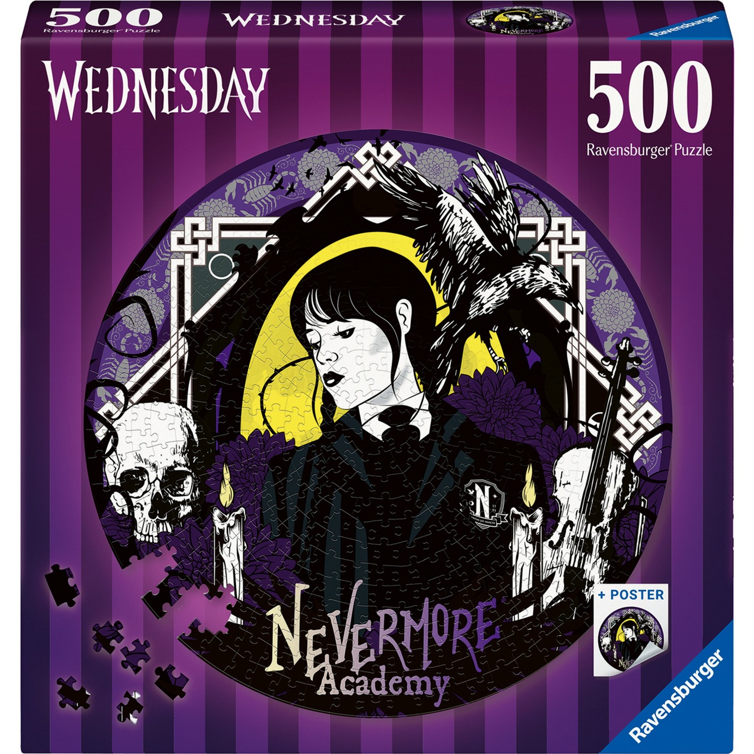 Ravensburger - Puzzle 500 Pezzi Mercoledì | Puzzle Per Adulti 500 Pezzi | Puzzle Adulti Per Bambini Dai 14 Anni In Su | Regalo Compleanno Per Bambini Dai 14 Anni In Su | Misure 52X52Cm