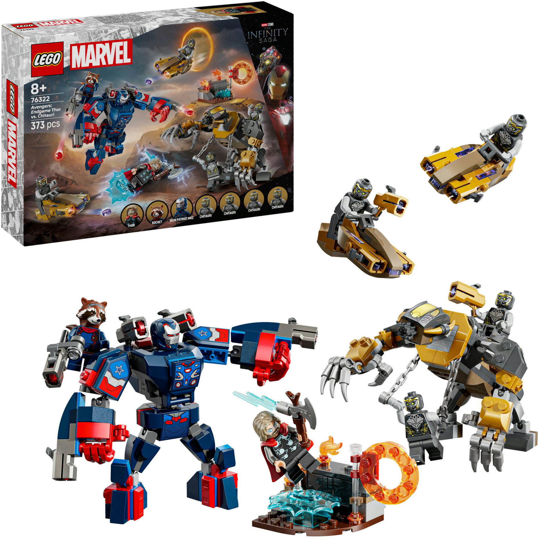 Lego ǀ Marvel Avengers: Endgame Thor Contro Chitauri - Giocattolo Con Mech, Figura Di Gorilla E 7 Minifigure Tra Cui Thor, Rocket E Iron Patriot - Regalo Da Supereroi Per Bambini Da 8 Anni - 76322-image