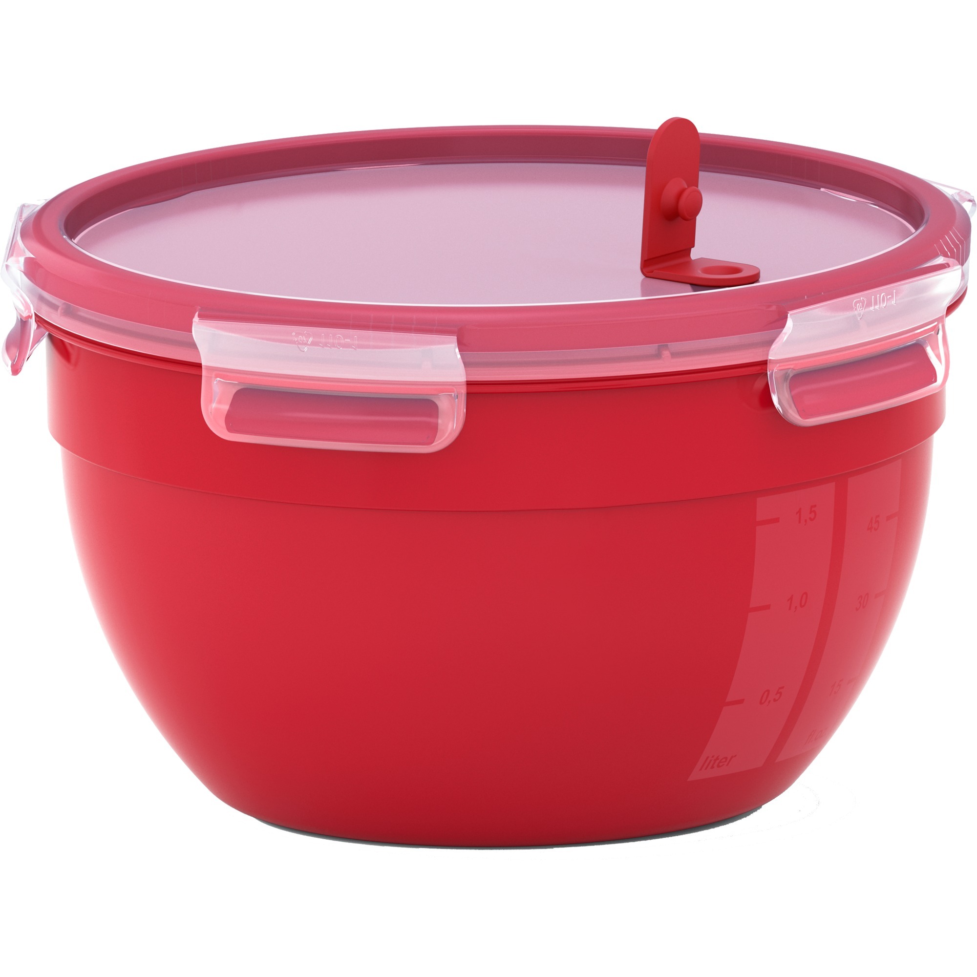 Clip & Micro Contenitore Rotondo Microonde, Rosso