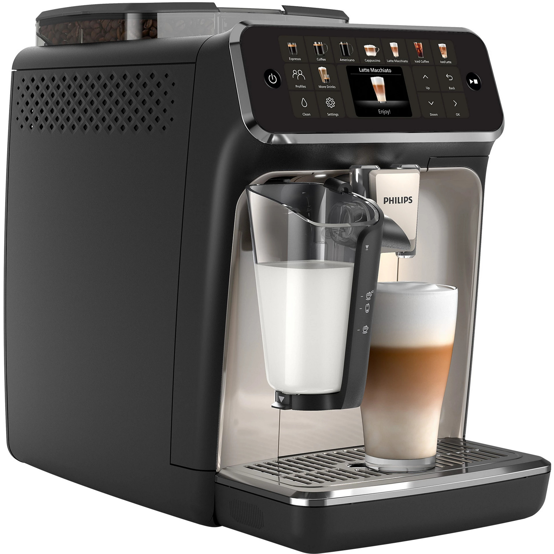PHILIPS Series 5500 LatteGo EP5547/90 MACCHINA CAFFÉ AUTOMATICA, Nero, Cromato-image