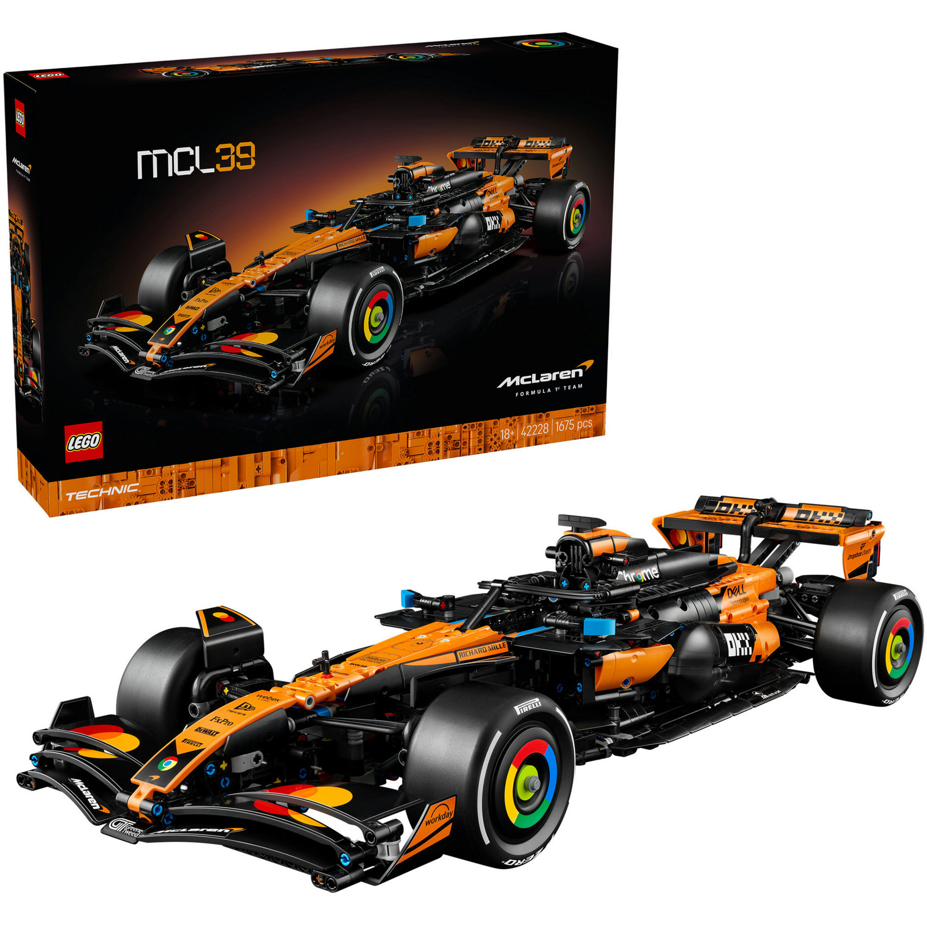 Lego Technic Auto Mclaren MCL39 F1 - Kit Modellismo Per Adulti - Set Da Collezione Macchina Da Formula 1 Con Motore V6, Differenziale E Drs - Idea Regalo Per Appassionati Di Corse E Motorsport - 42228