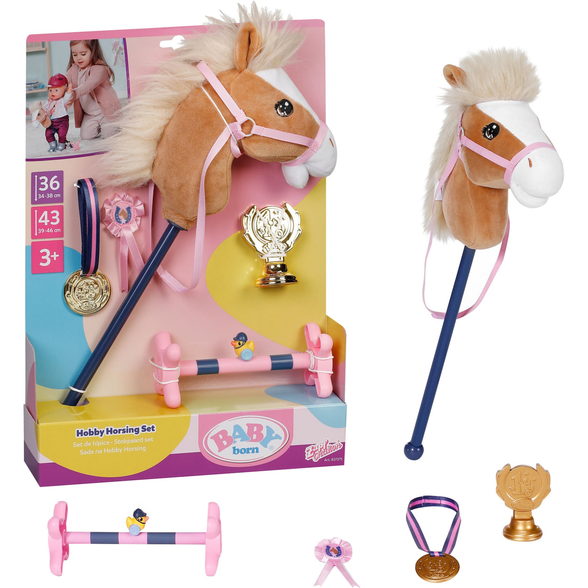 Baby Born Hobby Horsing Set - Set Per Bambole Con Cavallo A Bastone & Accessori - Accessorio Di Alta Qualità - Per Bambole Da 36 Cm & 43 Cm
