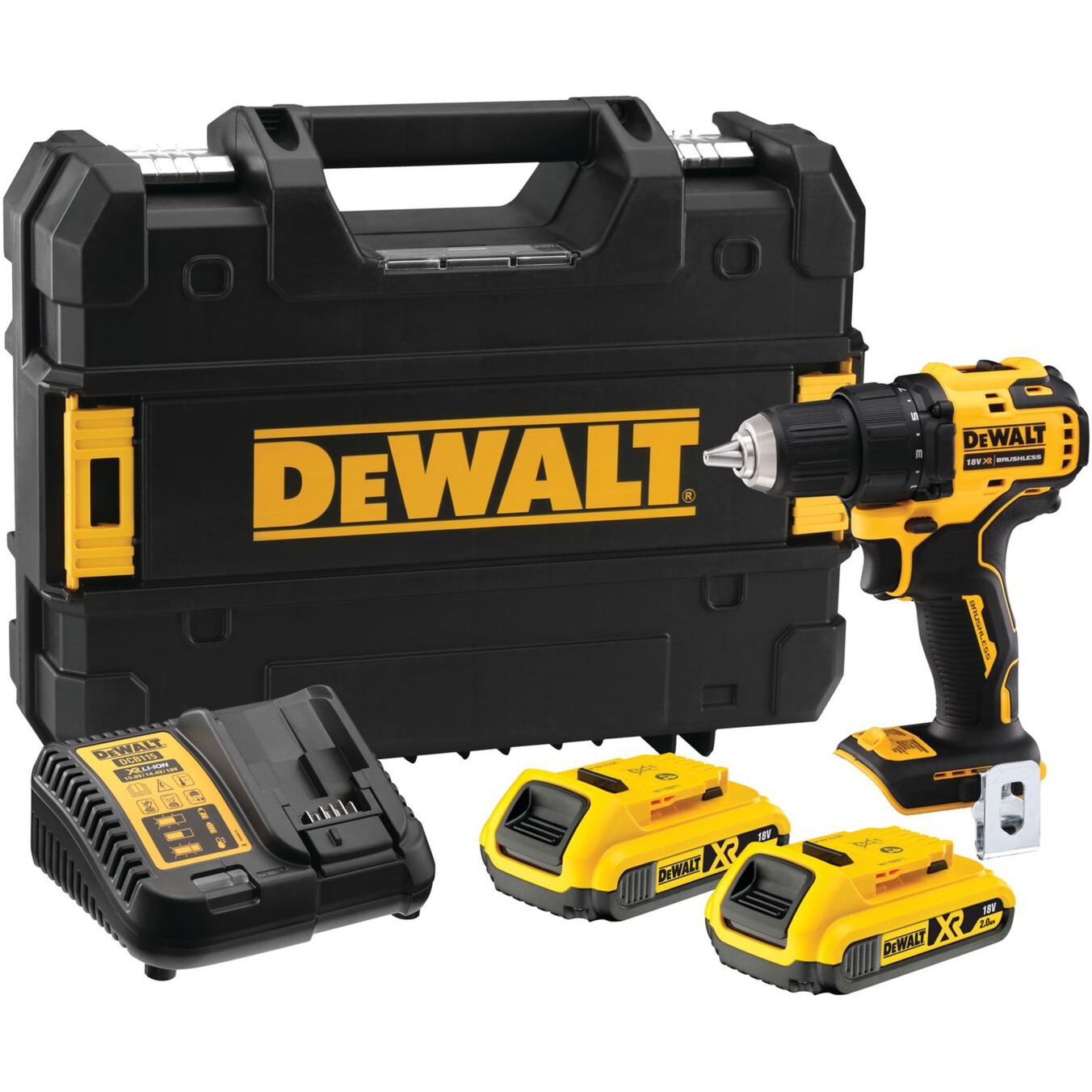 Dewalt Trapano Avvitatore 18V Xr Senza Spazzole Con 2 Batterie Al Litio Da 2Ah E Caricabatterie, DCD708D2T-QW-image