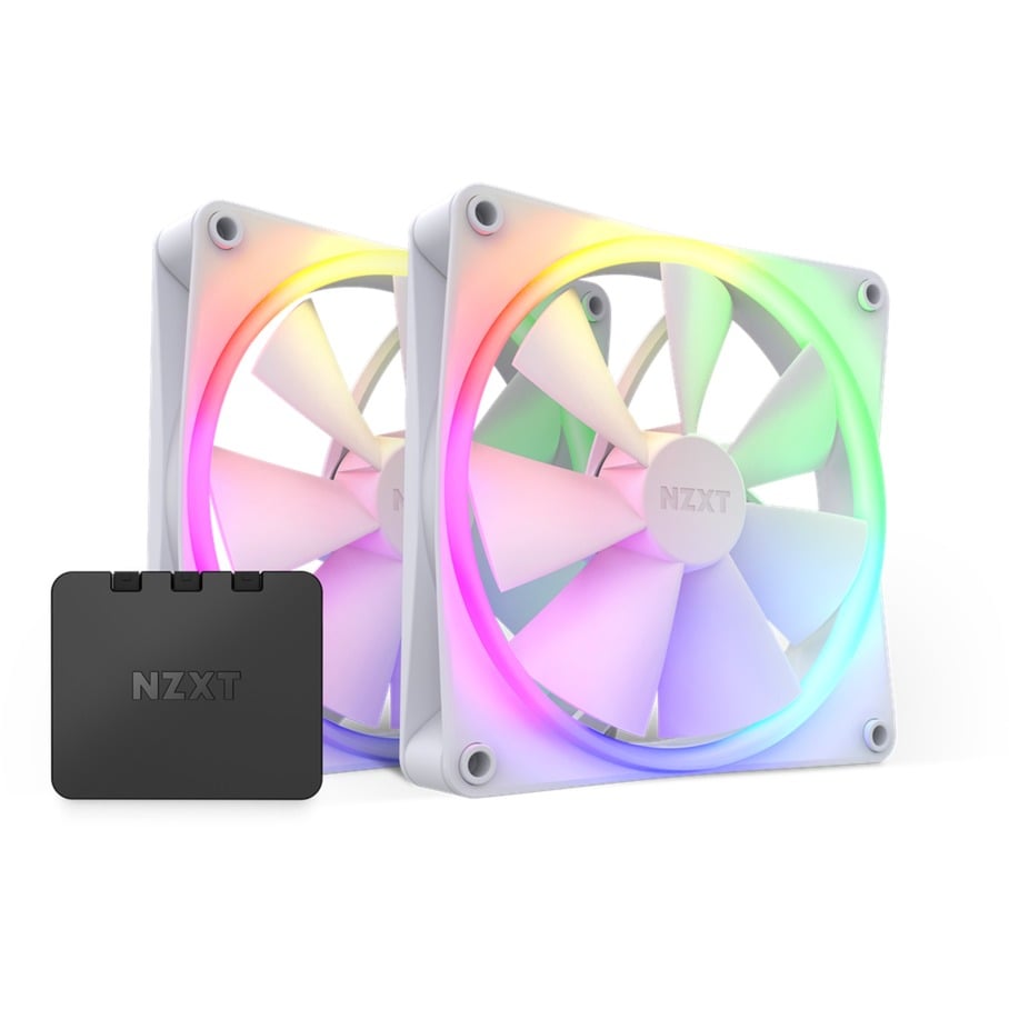 Nzxt F140 Rgb Fans - RF-R14DF-W1 - Personalizzazione Avanzata Dell'illuminazione- Raffreddamento Silenzioso - Doppia (Ventola E Controller Inclusi) - Ventola Da 140 Mm - Bianco-image