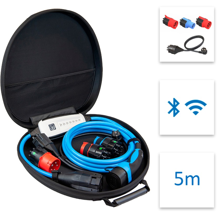 Nrgkick 32A 5M Set Optimal, Wallbox Mobile Per Auto Elettriche, Caricatore Senza Installazione, Incl. Adattatori 32A E 16A + Spina Schuko, Cavo Di Ricarica Ev Con Borsa Per Il Trasporto-image