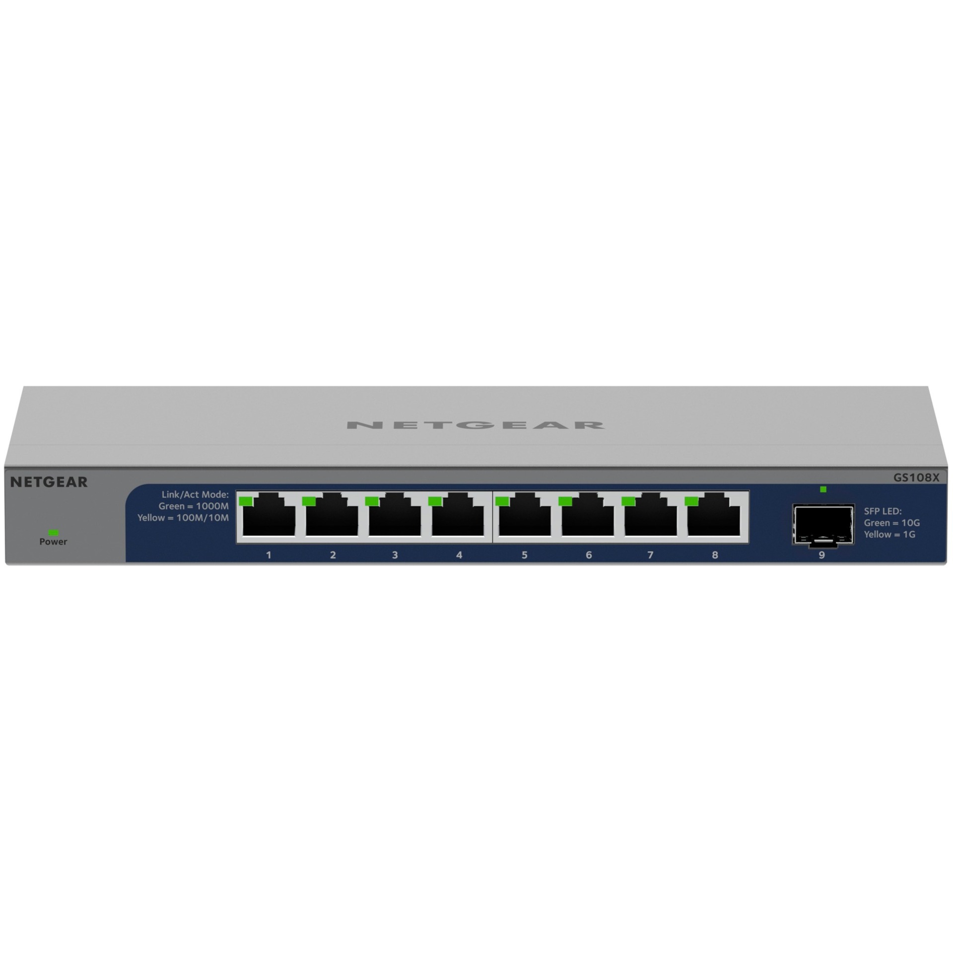 Netgear, Switch Gigabit, 8 Porte, GS108X Con 1 Porta Sfp+ 10G