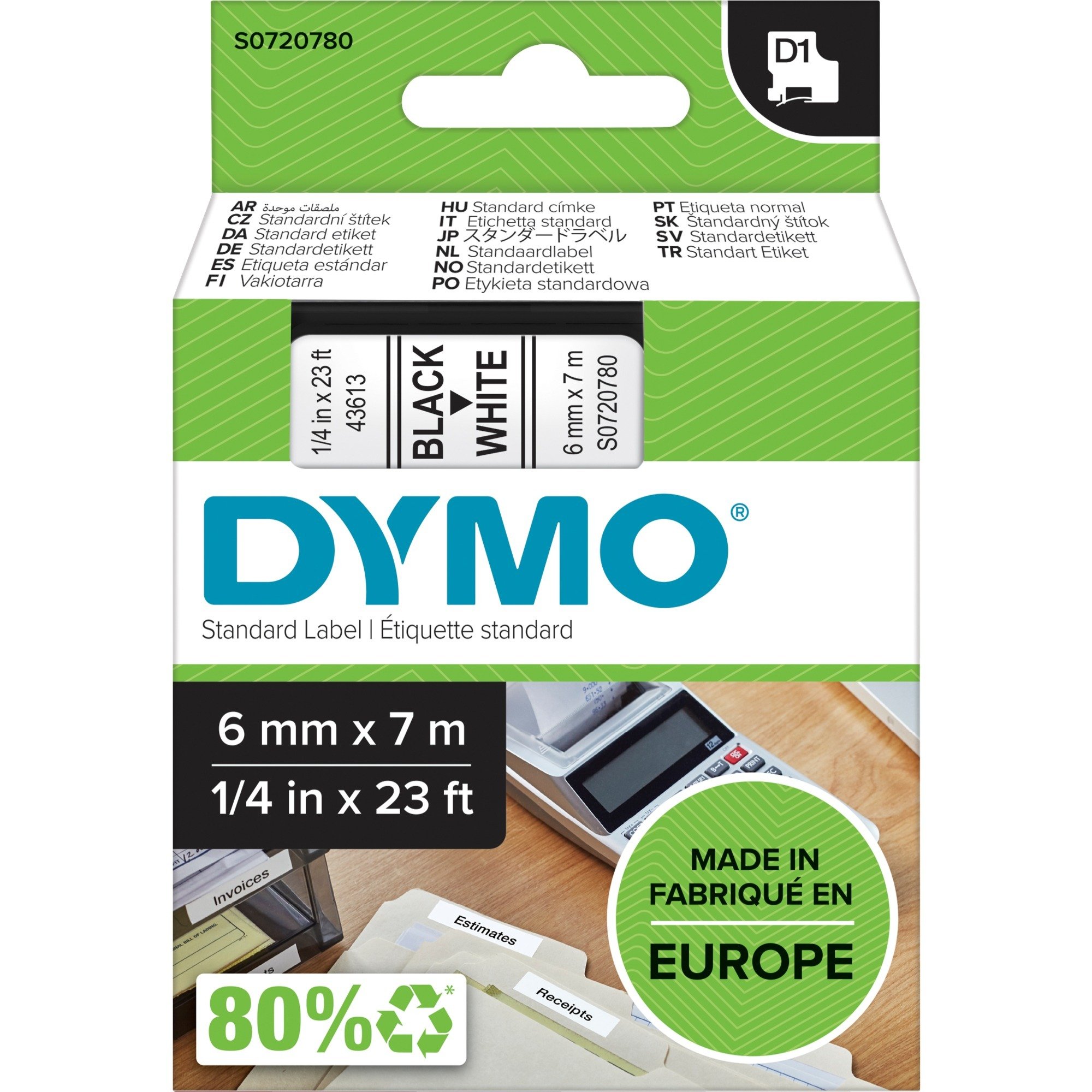 Dymo Nastro D1 6mmx7m Nero Bianco-image