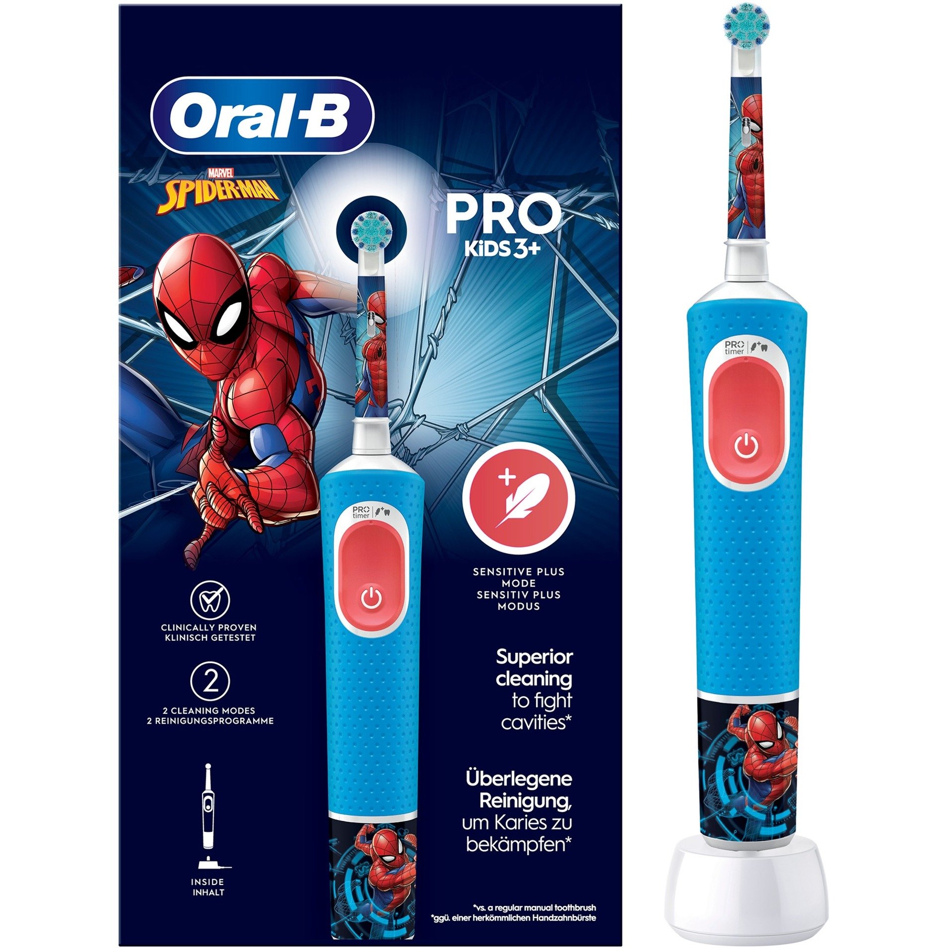 Oral-B Spazzolino Elettrico Ricaricabile Pro Kids Marvel Spiderman, 1 Testina, per Bambini da 3 Anni in Su, 1 Spazzolino-image