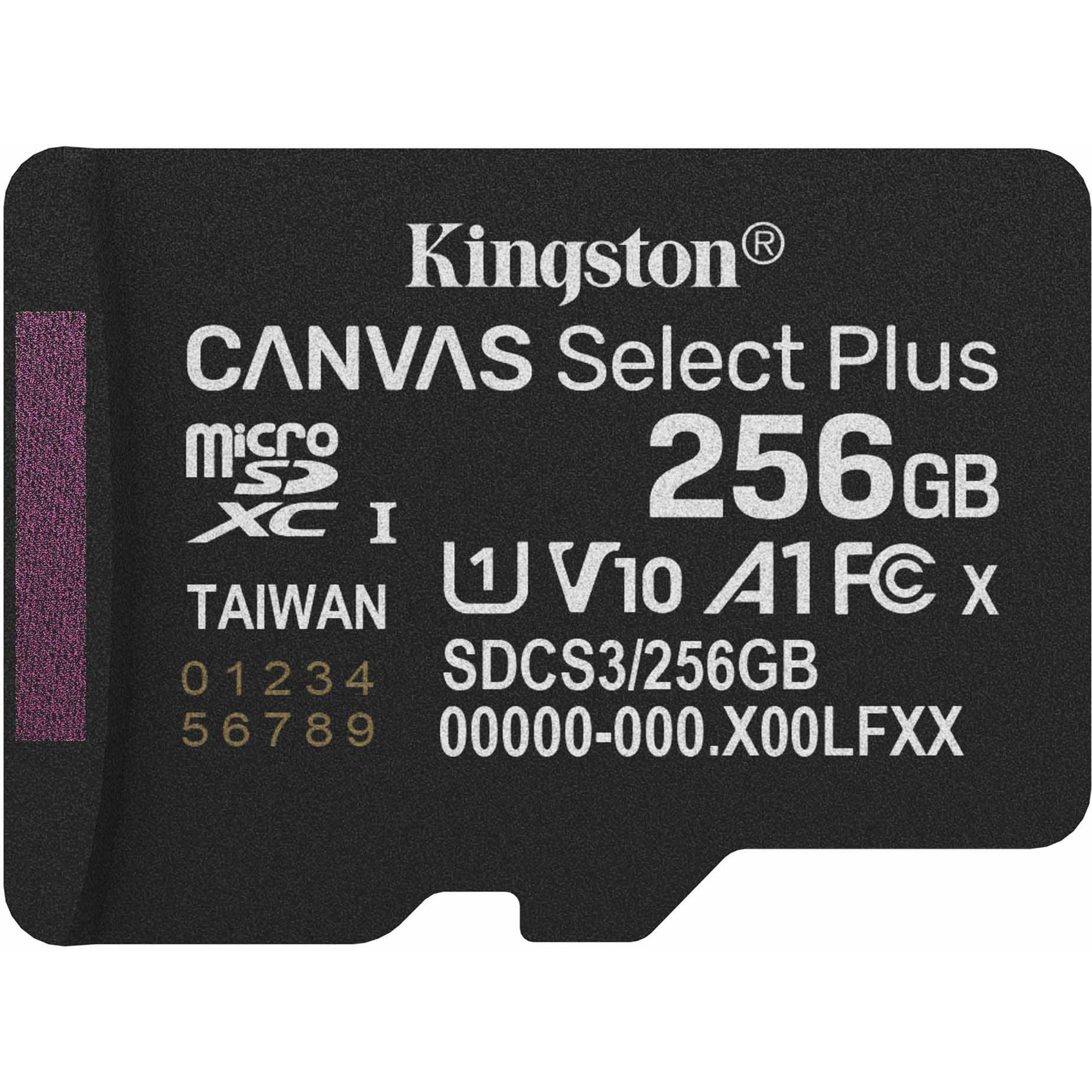 Kingston Canvas Select Plus Scheda Di Memoria Microsd 256GB Micsdxc Gen3 150R A1 Adattatore Sd Non Incluso - SDCS3/256GBSP