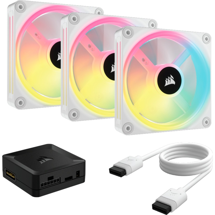 Corsair Icue Link QX120 Rgb Cupola Magnetica Da 120 Mm Ventole - Tripla Ventole Starter Kit Con Icue Link System Hub - Bianco-image