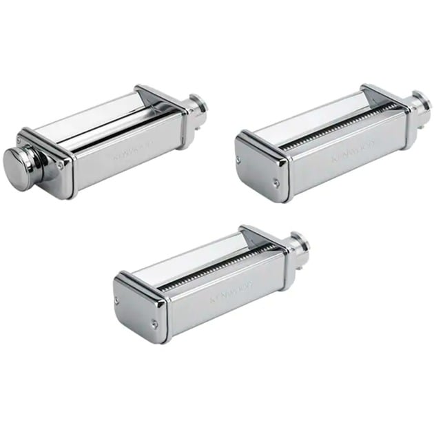 Kenwood MAX980ME Set Sfogliatrice, Tagliapasta Spaghetti e Tagliapasta per Fettuccine Accessori per Impastatrice Planetaria KCC+KVC+KVL+KMX, Acciaio Inossidabile, Argento-image