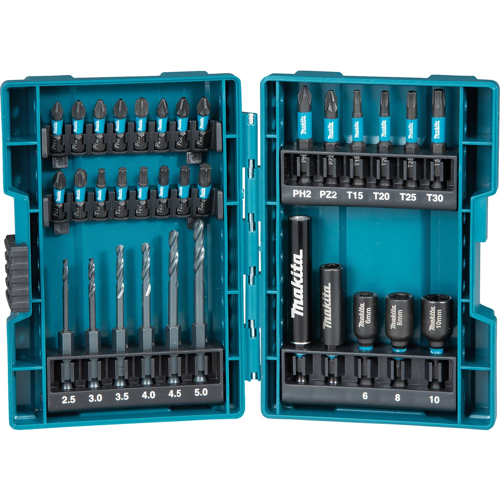 Makita B-66896 Set Avvitatura Foratura Impact Black 1/4" Hex C-Form E-Form 33 Pezzi