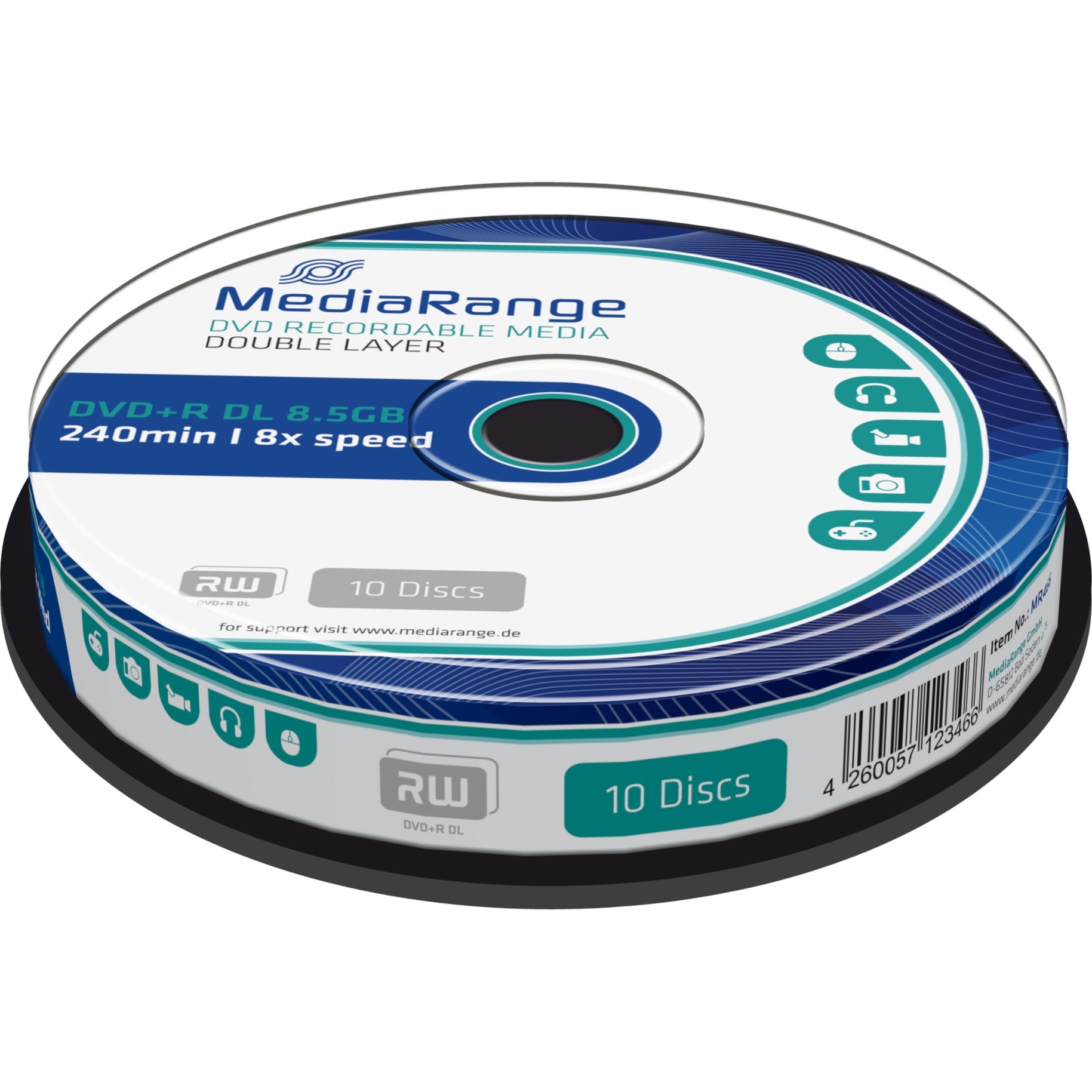 MR466 DVD vergine 8,5 GB DVD+R DL 10 pz