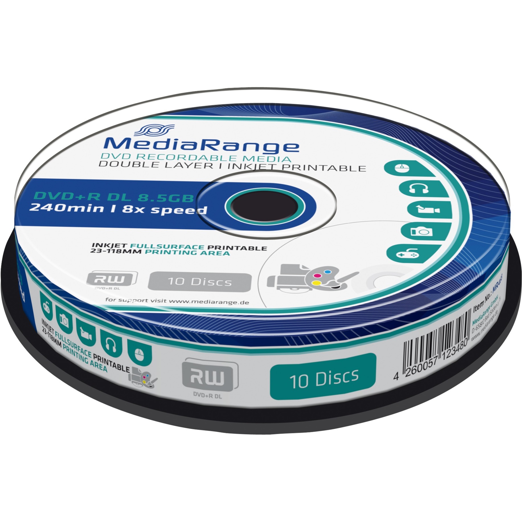 MR468 DVD vergine 8,5 GB DVD+R DL 10 pz