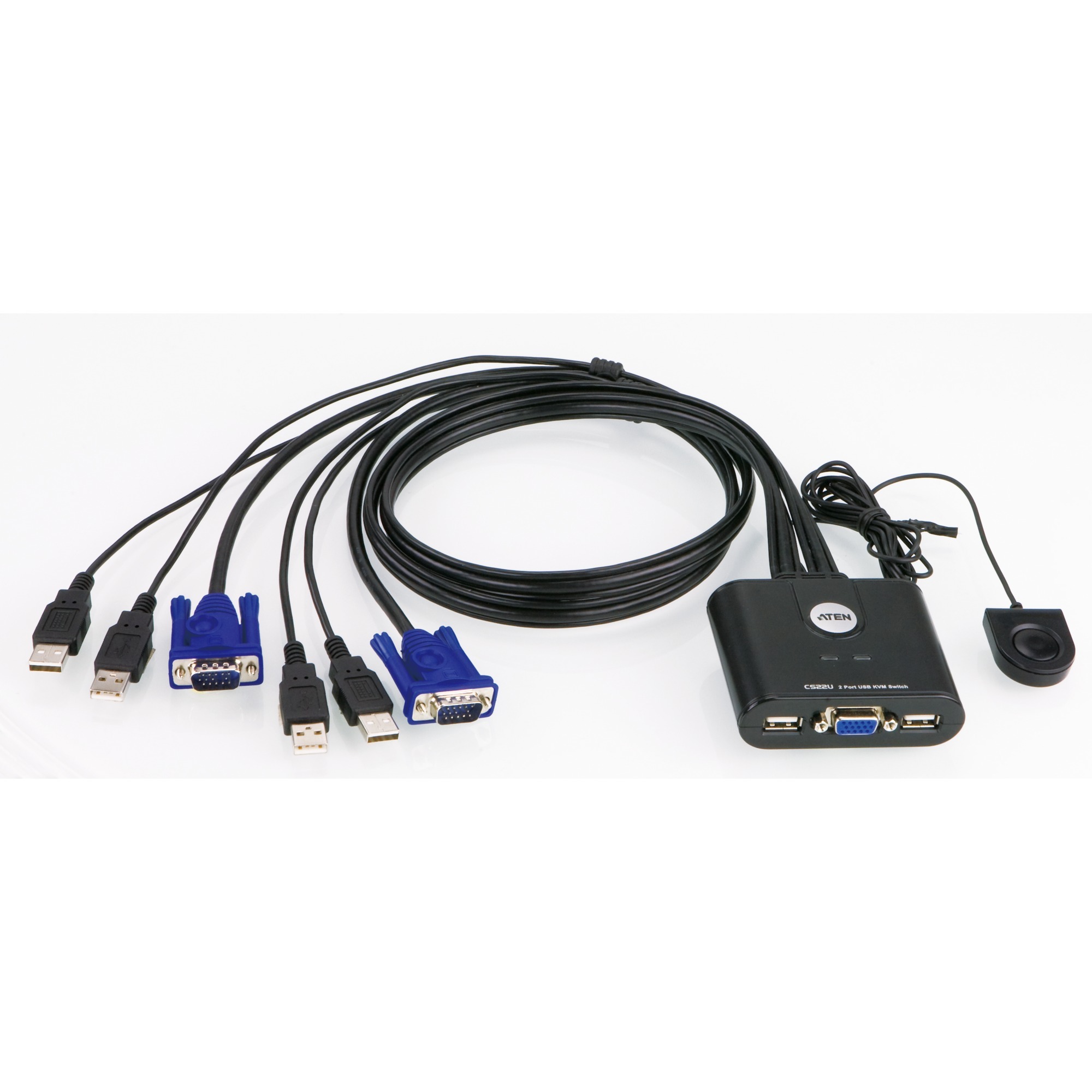 Switch KVM USB VGA cablato 2-porte con selettore
