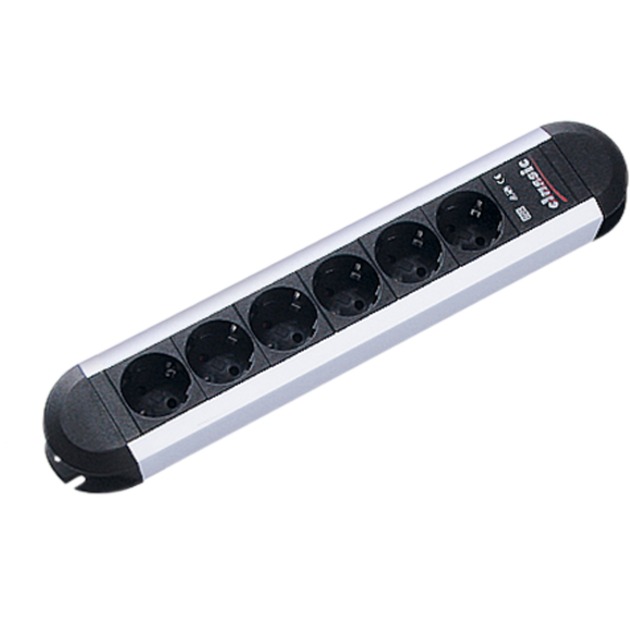 PRIMO 6AC outlet(s) 1.75m Nero, Argento prolunghe