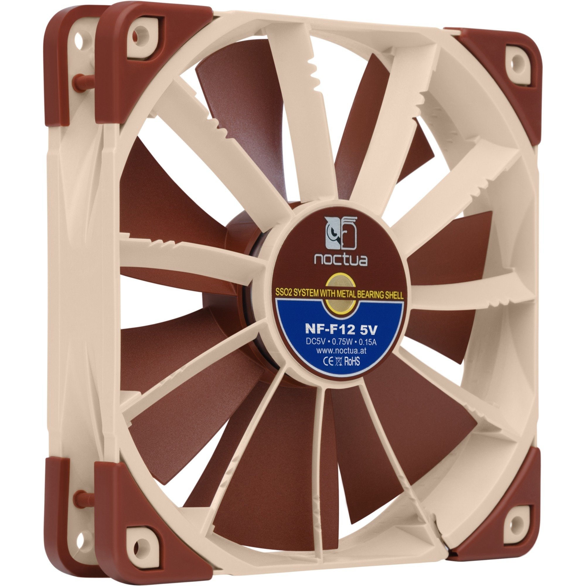 Noctua NF-F12 Case per computer Ventilatore 12 cm Beige, Marrone, Ventola Ventilatore, 12 cm, 1500 Giri/min, 22,4 dB, 93,4 m³/h, Beige, Marrone