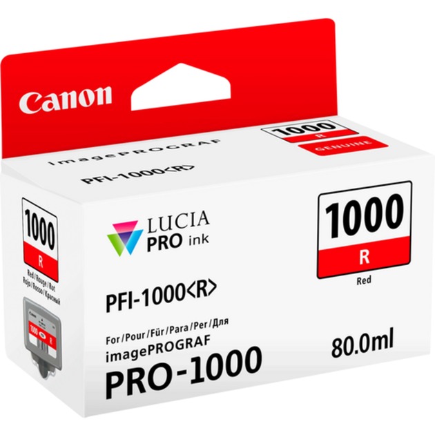Canon Cartuccia d'inchiostro rosso PFI-1000R Rosso, Inchiostro a base di pigmento, 80 ml, 5355 pagine